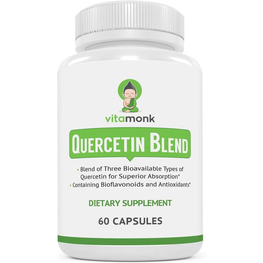 VitaMonk Quercetin Complex 60 capsules front view bottle showing three bioactive forms label.