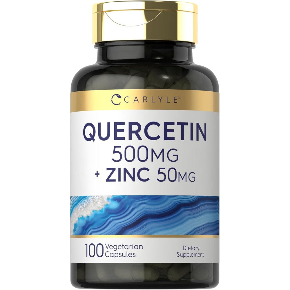 Carlyle Quercetin 500mg with Zinc 100 Vegetarian Capsules front bottle view