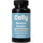 Celly Senolytic Complex longevity supplement front view bottle