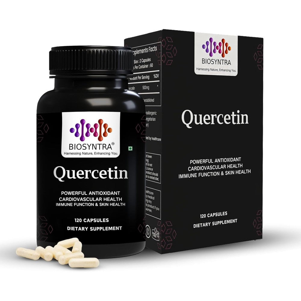 Biosyntra Pure Quercetin 500mg 120 Capsules front view premium dietary supplement