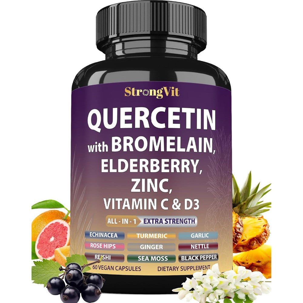 StrongVit Quercetin with Bromelain front view bottle packaging