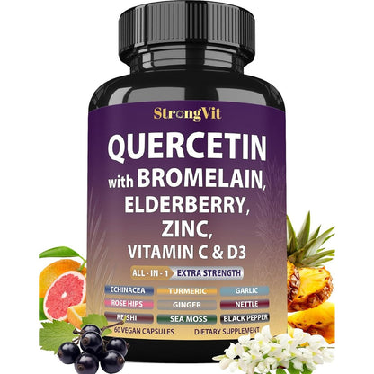 StrongVit Quercetin with Bromelain front view bottle packaging