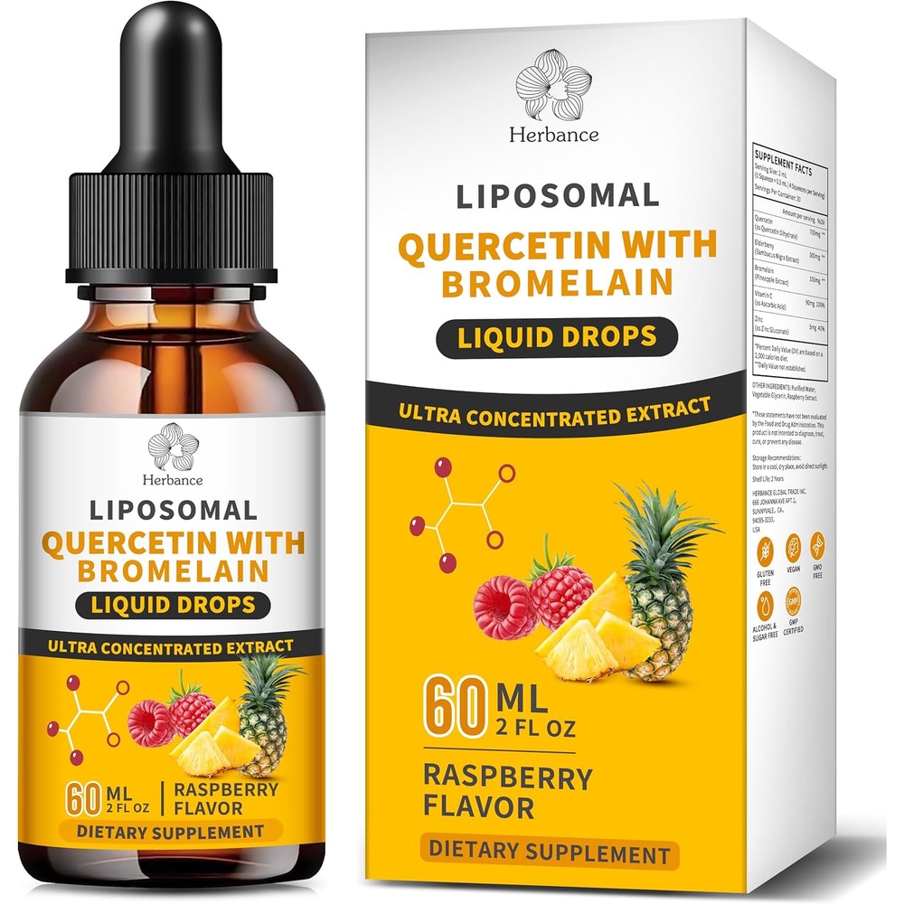 Hollegend liposomal quercetin liquid drops front view packaging for immune support