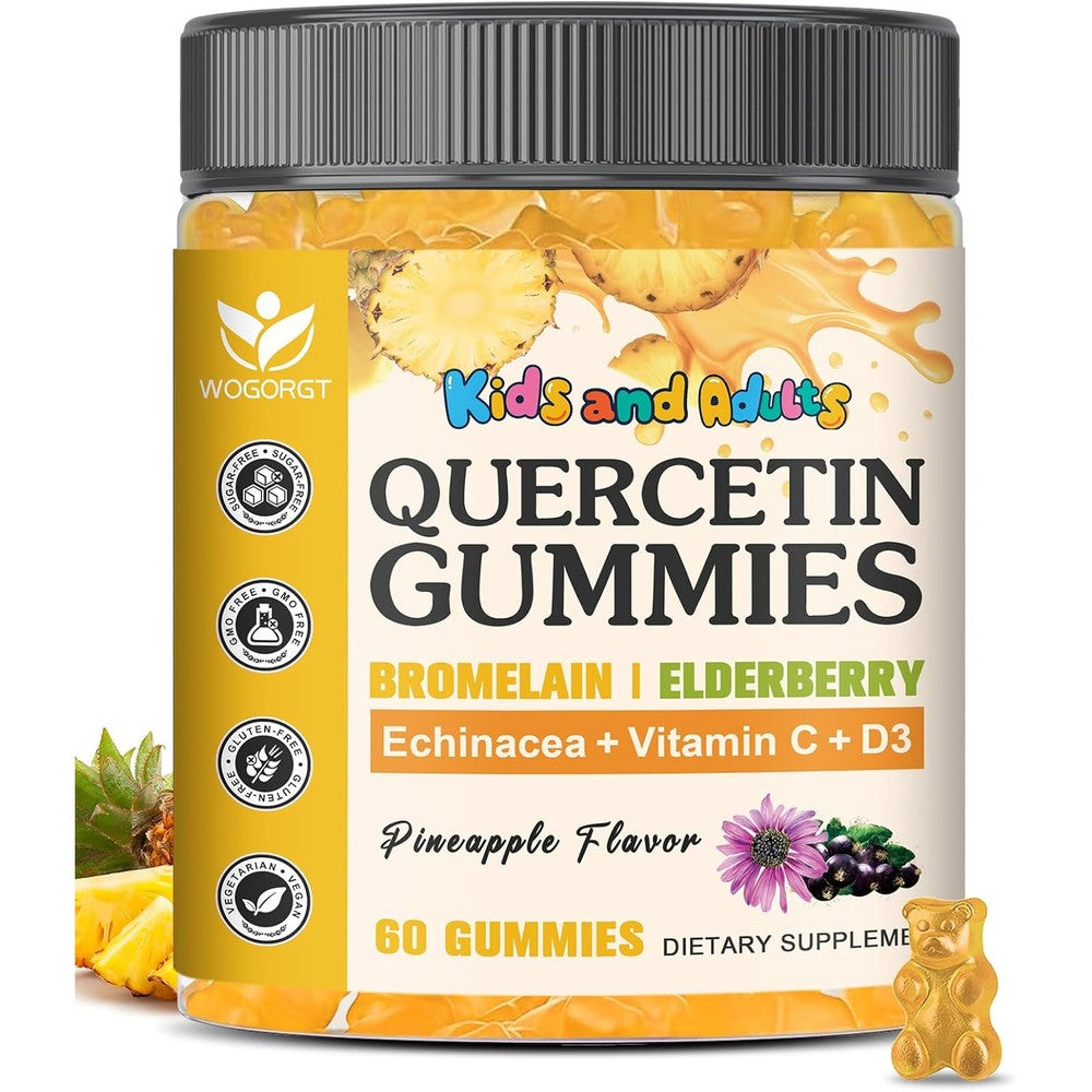 WOGORGT Quercetin Gummies front view bottle for immune and seasonal wellness support