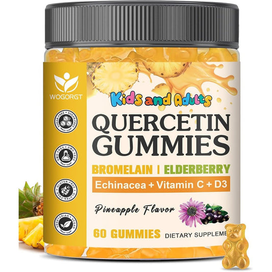 WOGORGT Quercetin Gummies front view bottle for immune and seasonal wellness support