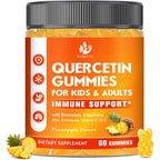 Jiankytz Quercetin Gummies front view showcasing bottle and pineapple flavor