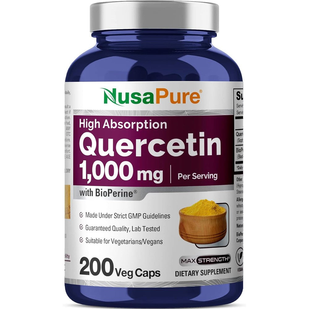 NusaPure Quercetin 1000mg supplement bottle front view