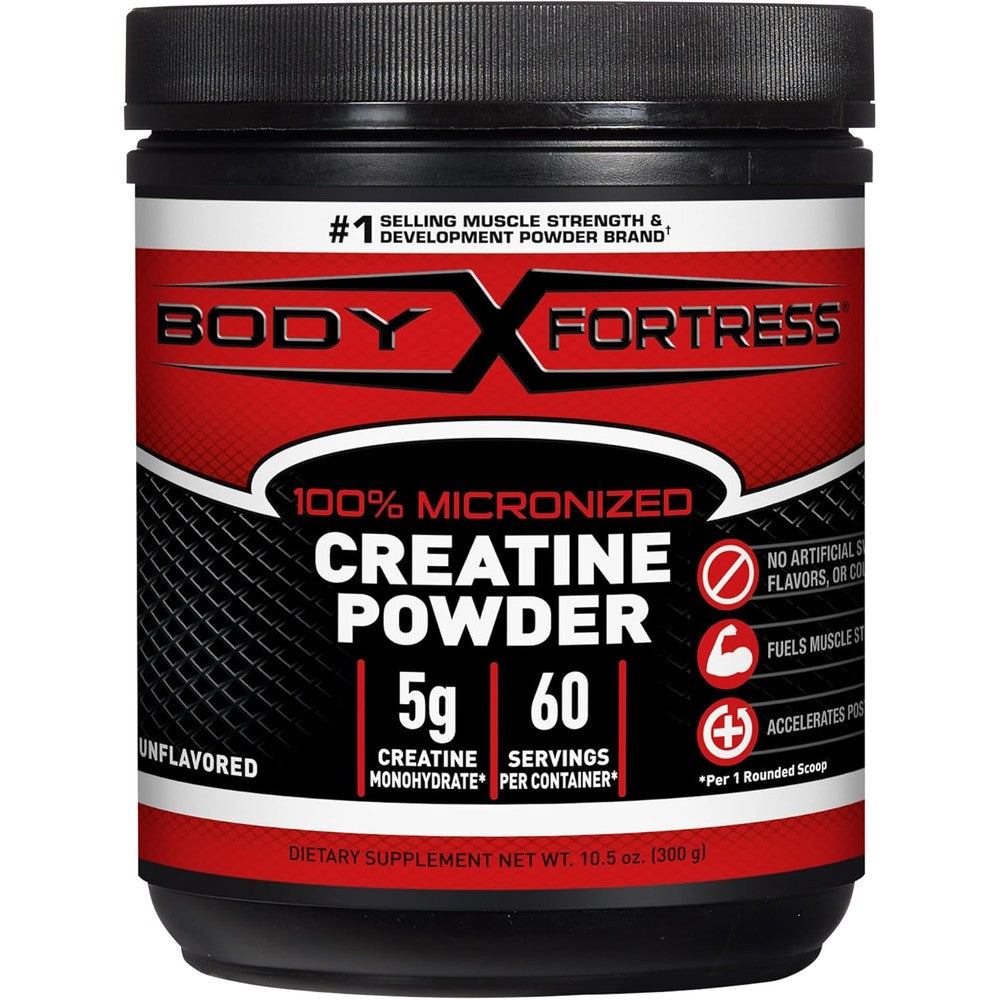 Body Fortress 100% Creatine Monohydrate Powder front view container