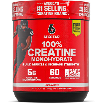 Six Star 100 Percent Creatine Monohydrate front view jar