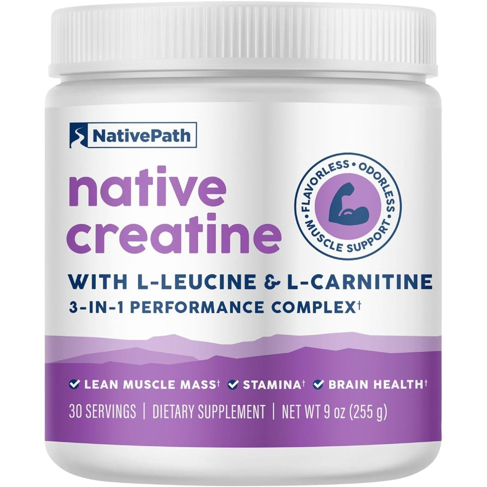 NativePath Creatine Monohydrate front view of supplement jar