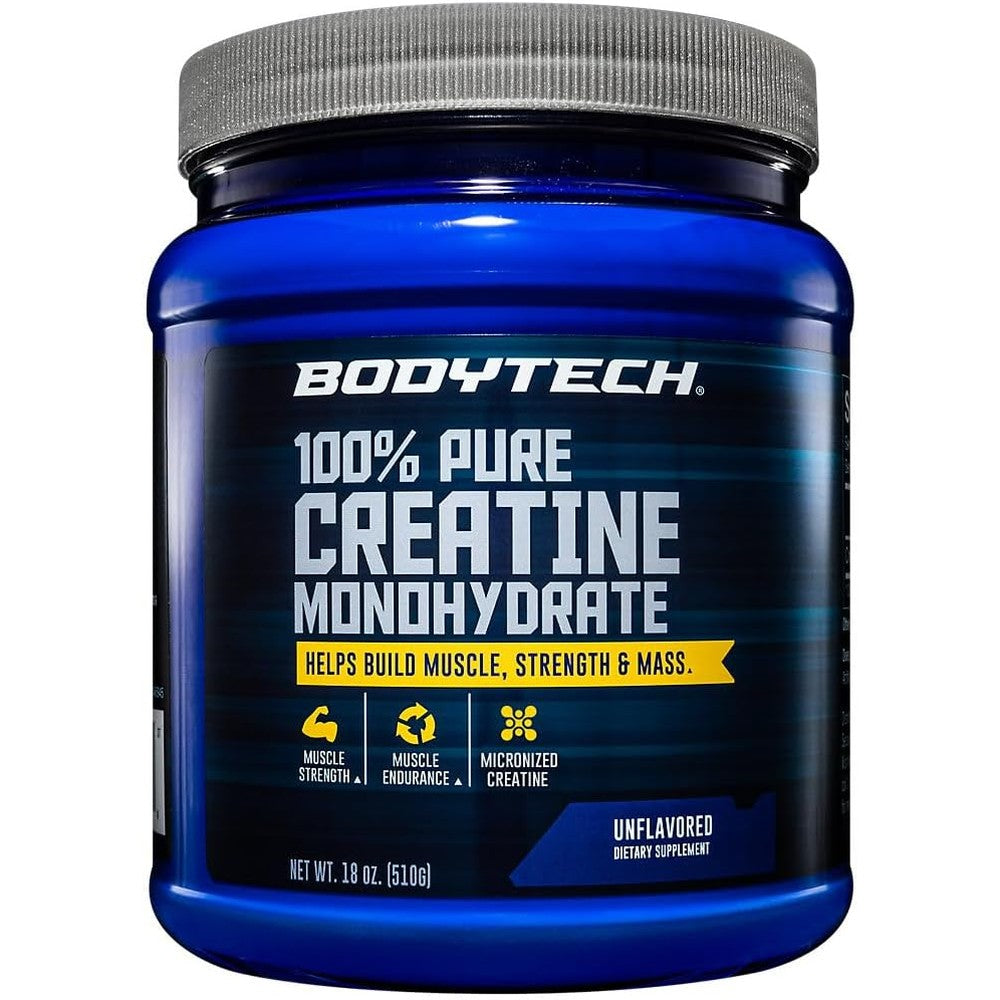 BodyTech pure creatine monohydrate powder tub front view fitness supplement