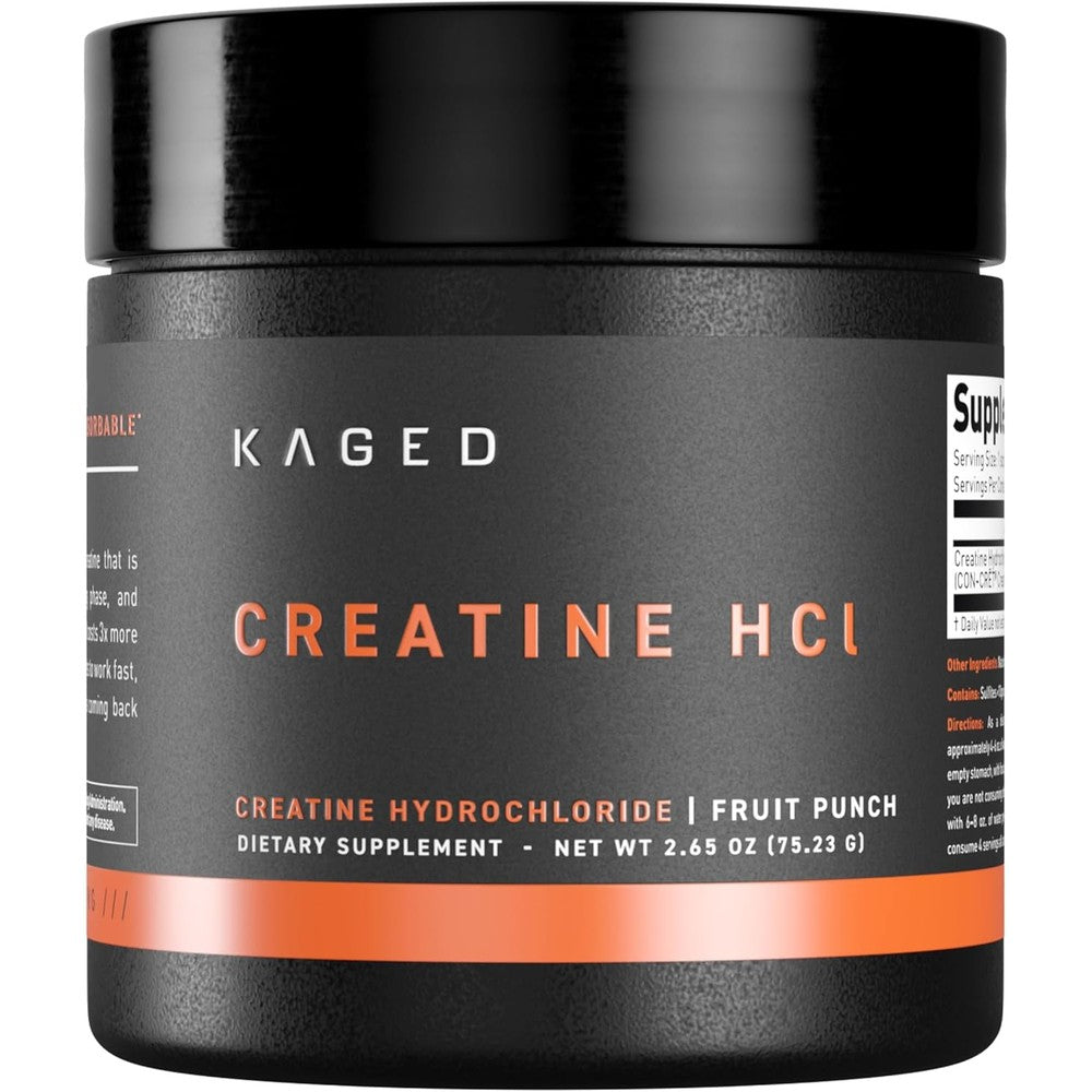 Kaged creatine hydrochloride powder front view supplement jar
