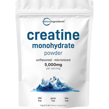 Micro Ingredients Creatine Monohydrate Powder 1kg front view