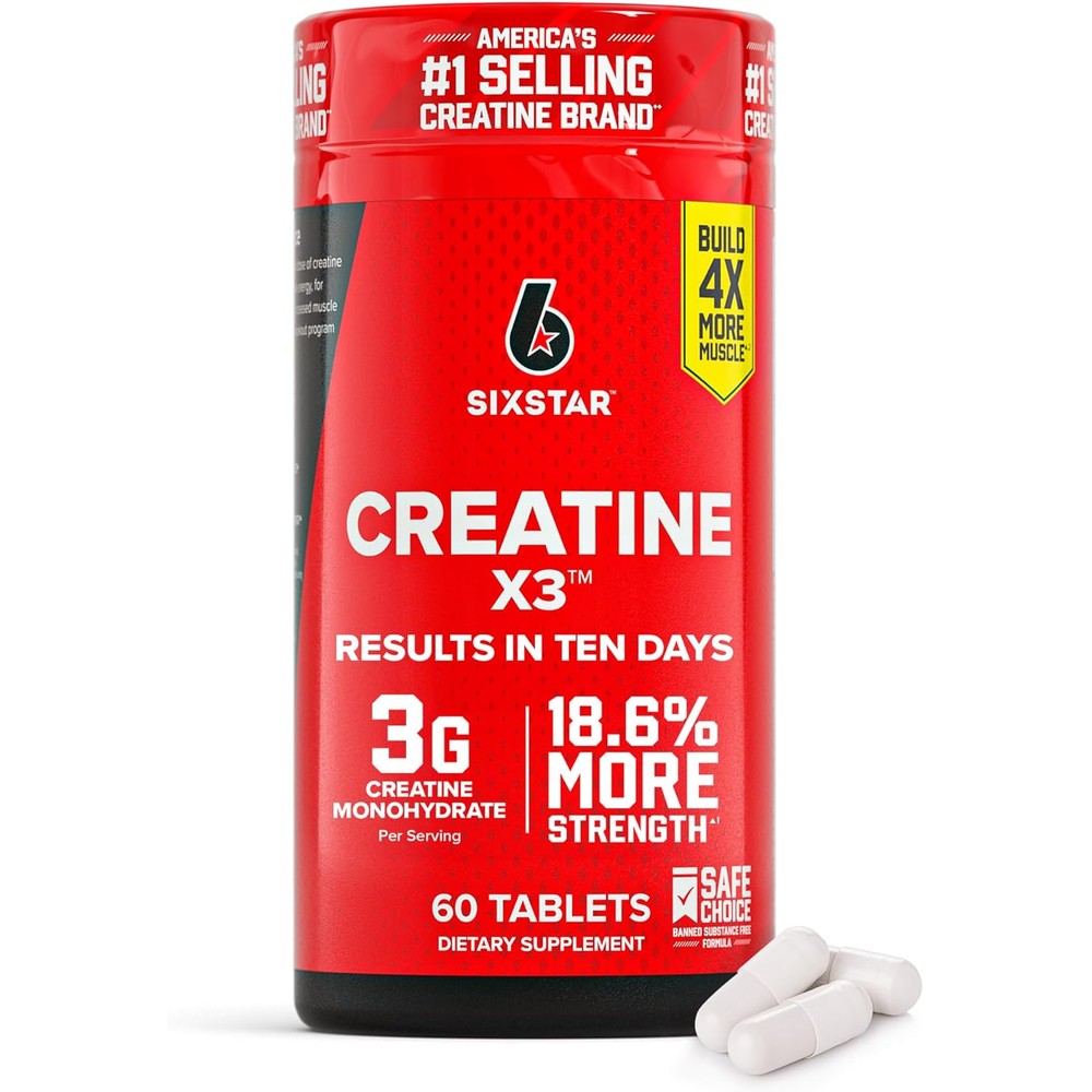 Purely Inspired Six Star Creatine X3 front view bottle for muscle strength