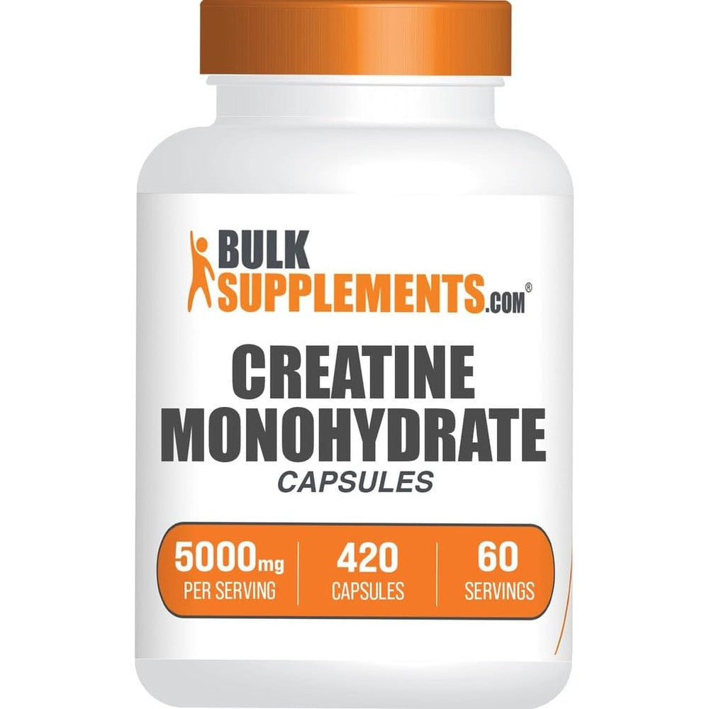 BulkSupplements creatine monohydrate capsules front view bottle packaging