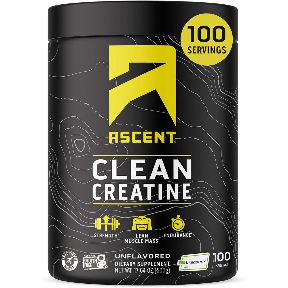 Ascent Clean Creatine Monohydrate Powder container front view