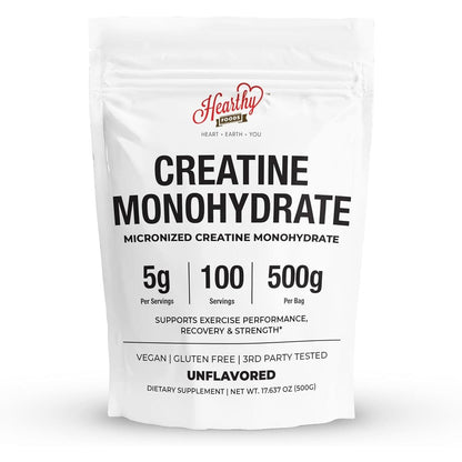Hearthy Foods Creatine Monohydrate Micronized Powder front view