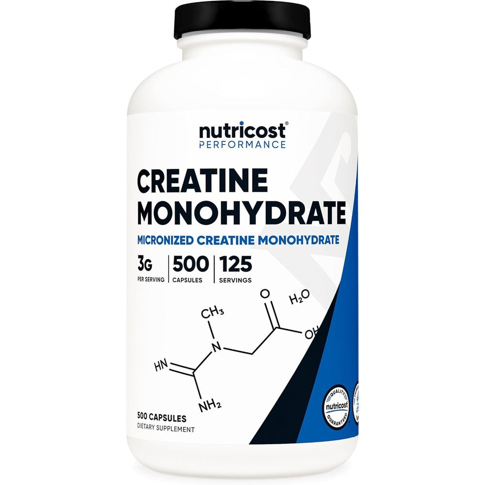 Nutricost Micronized Creatine Monohydrate 500 Capsules front view
