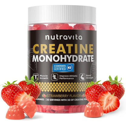 Nutravita Creatine Monohydrate Gummies bottle front view for muscle support