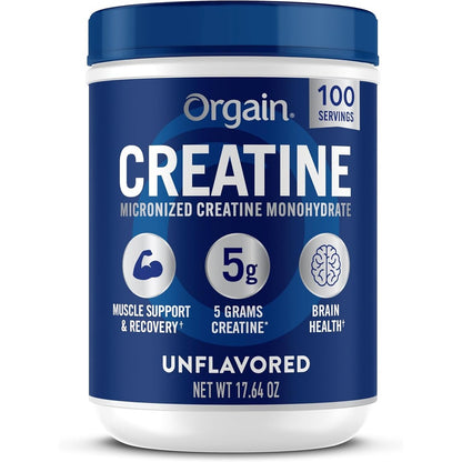 Orgain Creatine Monohydrate Micronized Powder front view jar