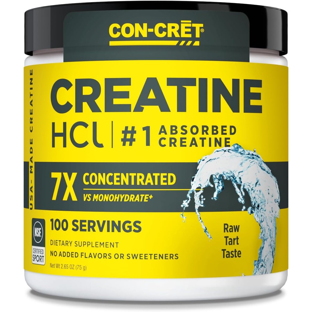 Con-Cret Creatine HCl powder front view authentic USA import