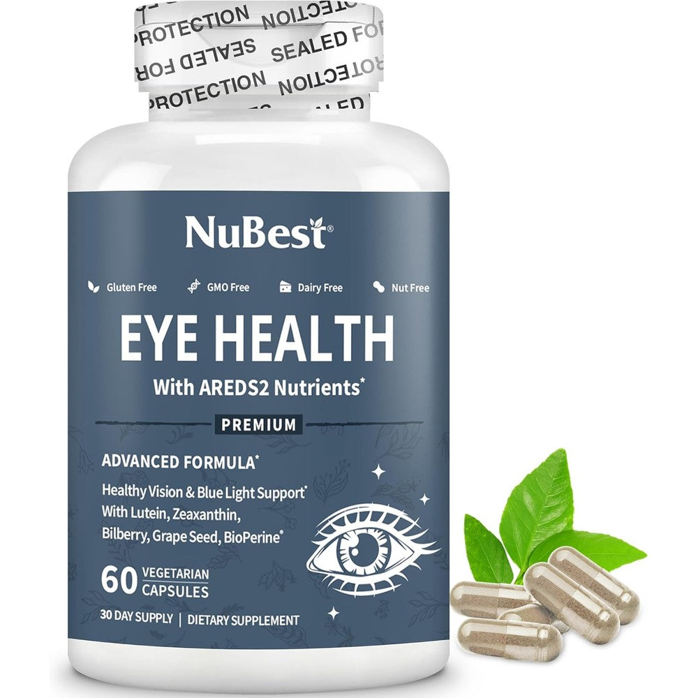 NuBest AREDS 2 Eye Vitamins front bottle view for daily vision support
