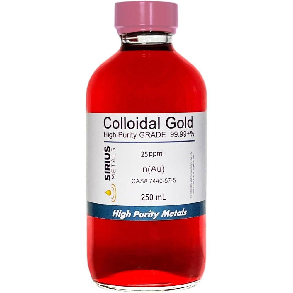 Sirius Metals True Colloidal Gold 25 ppm 250 Milliliters front view bottle