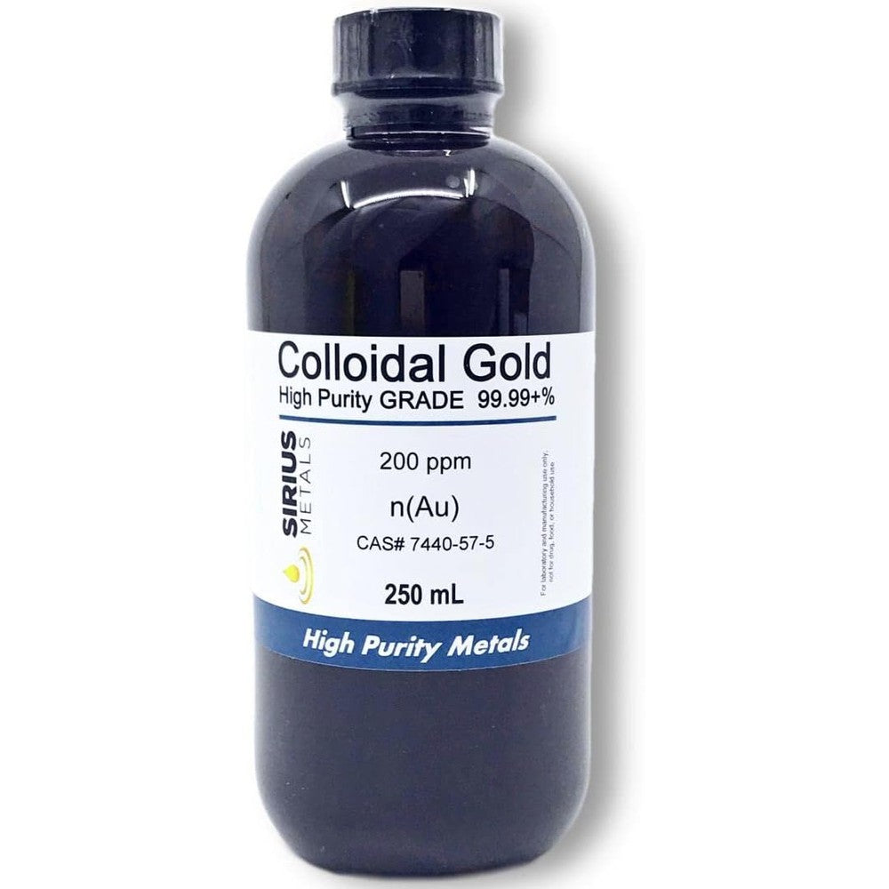 Sirius Metals True Colloidal Gold 200 ppm 250 mL Front View
