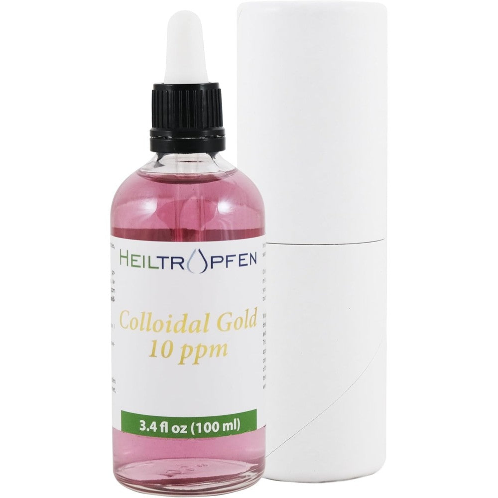 Heiltropfen Colloidal Gold 10 ppm front view bottle with dropper