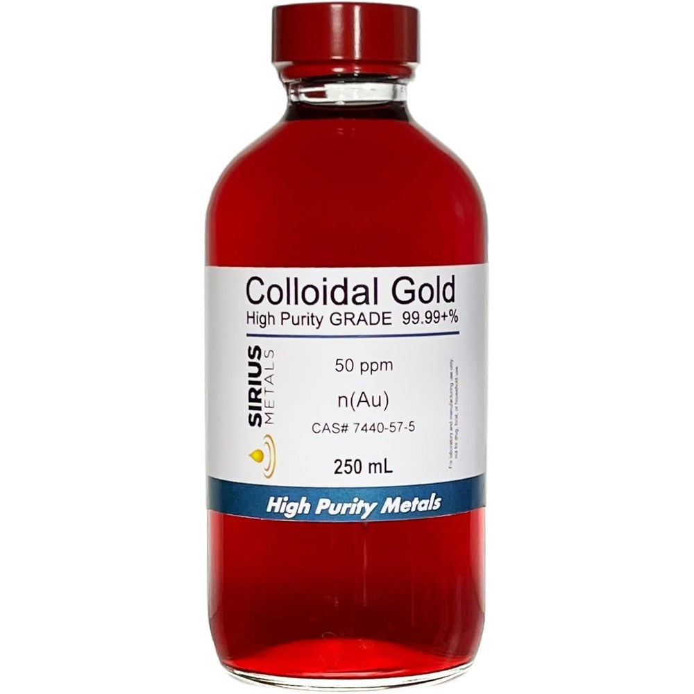 Sirius Metals True Colloidal Gold bottle front view high purity liquid