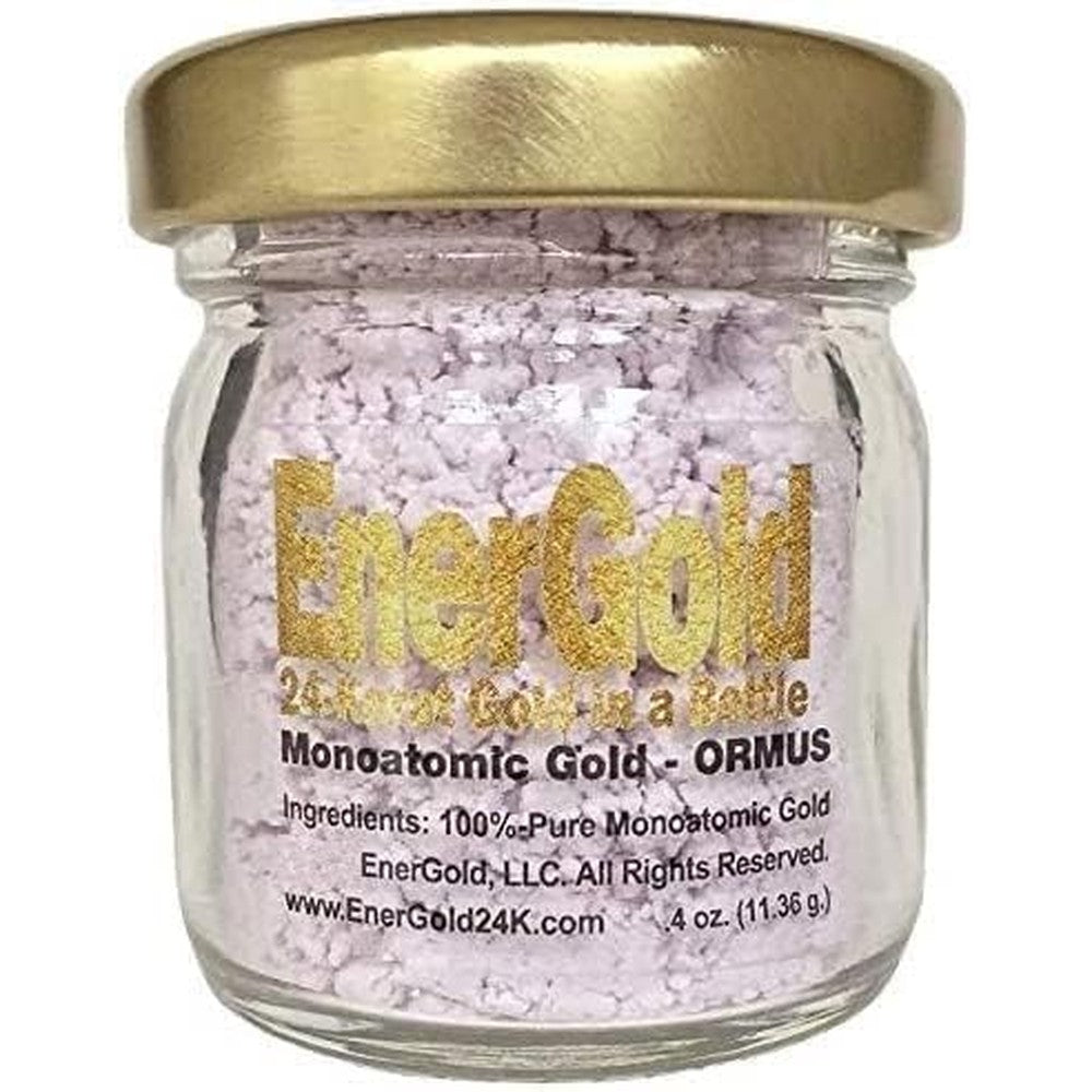 EnerGold Monoatomic Gold ORMUS mineral powder jar front view