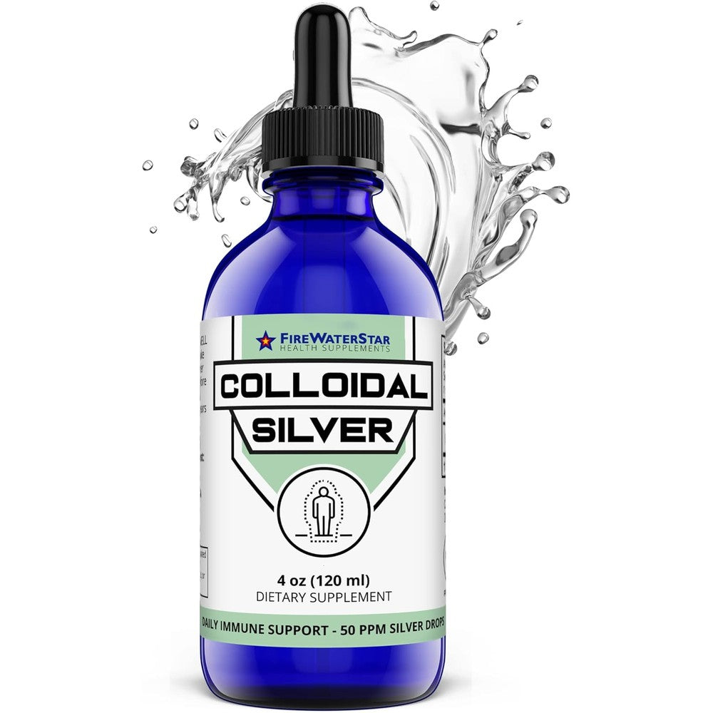 FireWaterStar Colloidal Silver liquid drops front view bottle for immune support