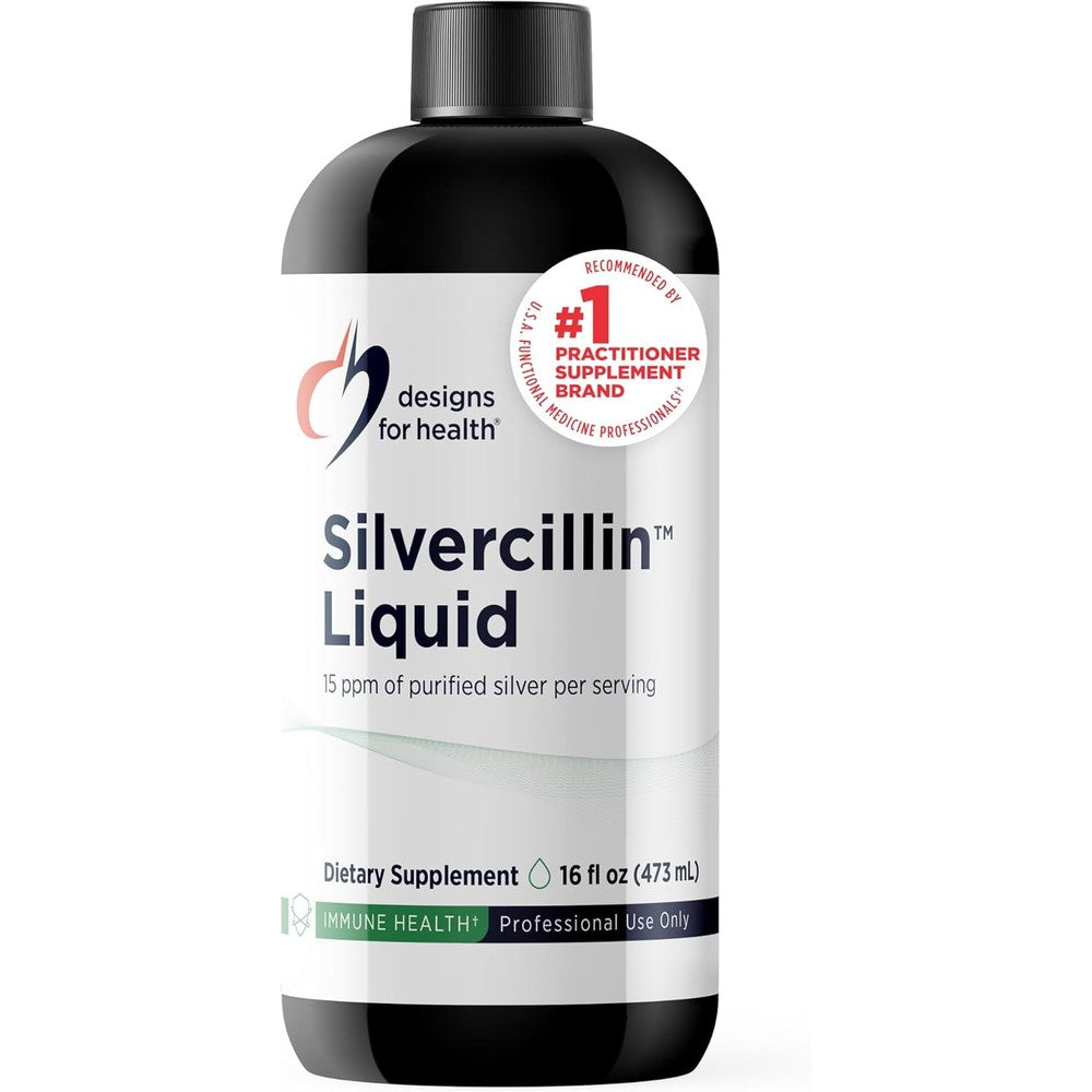 Designs for Health Silvercillin Liquid 16 ounce bottle front view premium immune support supplement