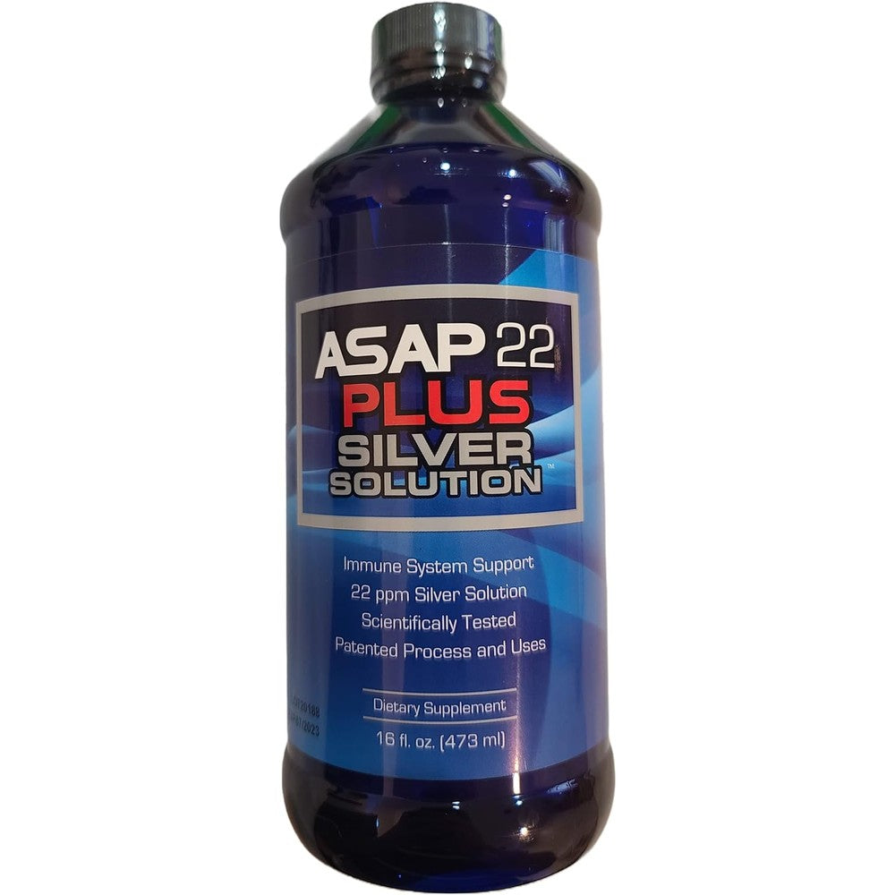 American Biotech Labs ASAP 22 Plus Silver Solution 16 Ounce front view bottle for daily immune system support