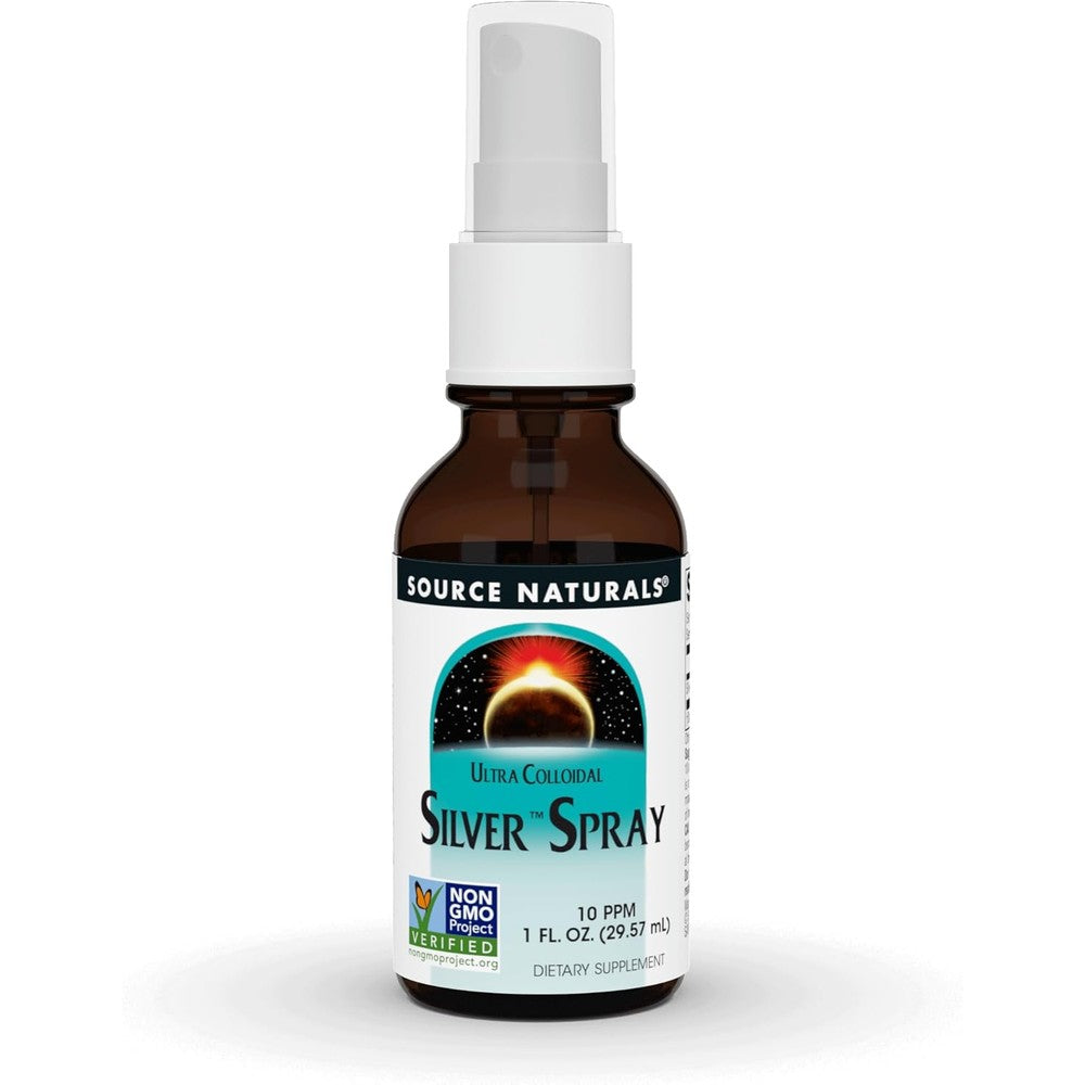 Source Naturals Ultra Colloidal Silver Spray front view bottle for immune support