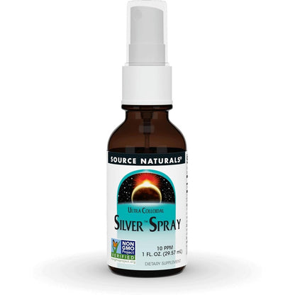 Source Naturals Ultra Colloidal Silver Spray front view bottle for immune support
