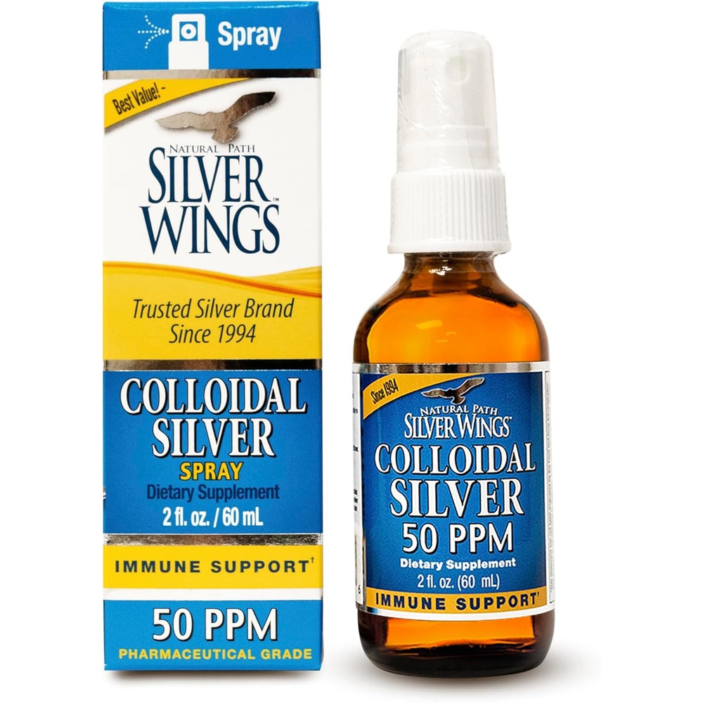 Natural Path Silver Wings Colloidal Silver Liquid Daily Immune Support Supplement front view