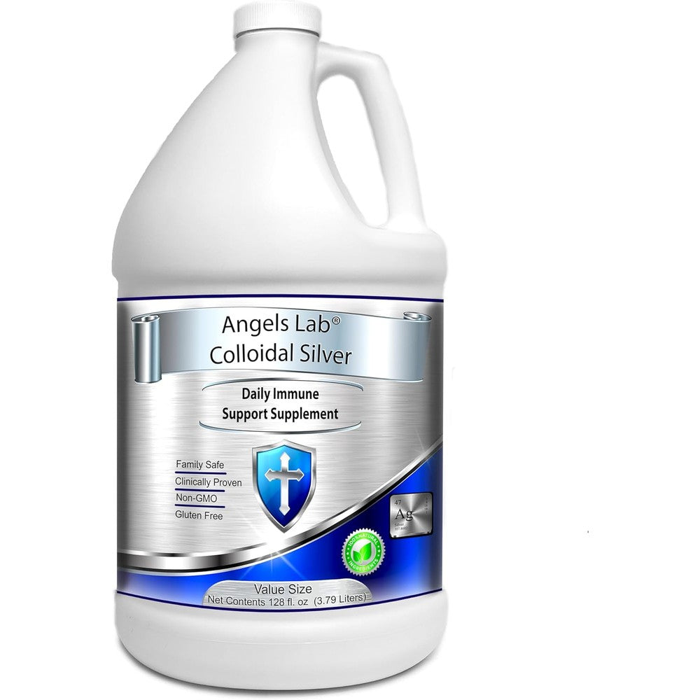 Angels Lab Colloidal Silver 128 Fluid Ounces front view container