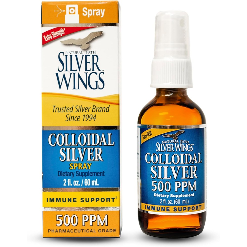 Natural Path Silver Wings Colloidal Silver 500 PPM extra strength immune support spray front view