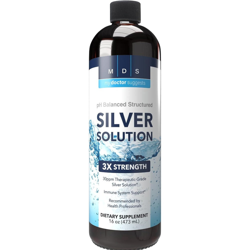 My Doctor Suggests Alkaline Structured Silver Liquid Supplement front view of 16 ounce bottle
