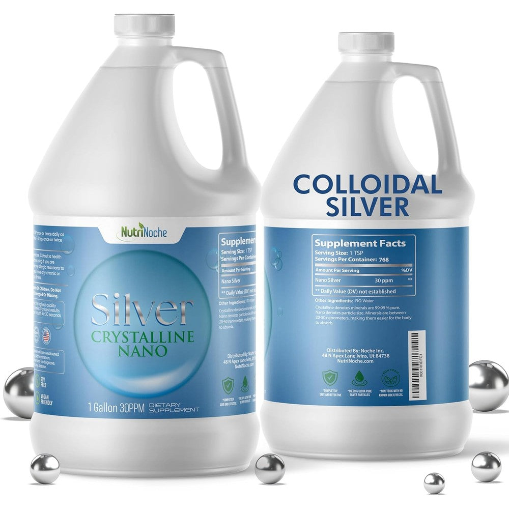 NutriNoche Colloidal Silver Liquid Supplement front view bottle for immune support