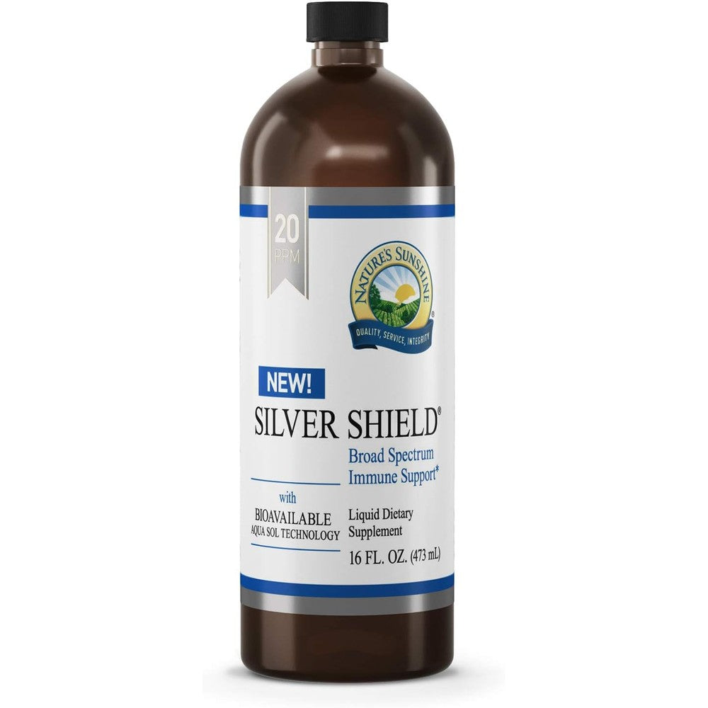 Nature's Sunshine Silver Shield Liquid 16 Fluid Ounce bottle front view showing product labeling
