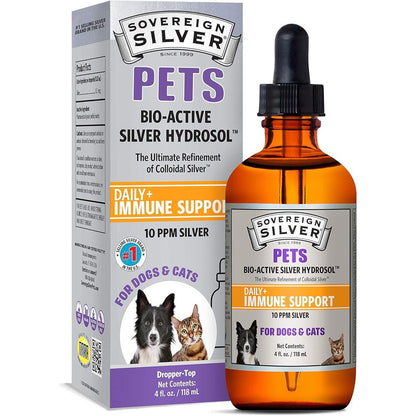 Sovereign Silver Pets Immune Support front view amber glass dropper bottle