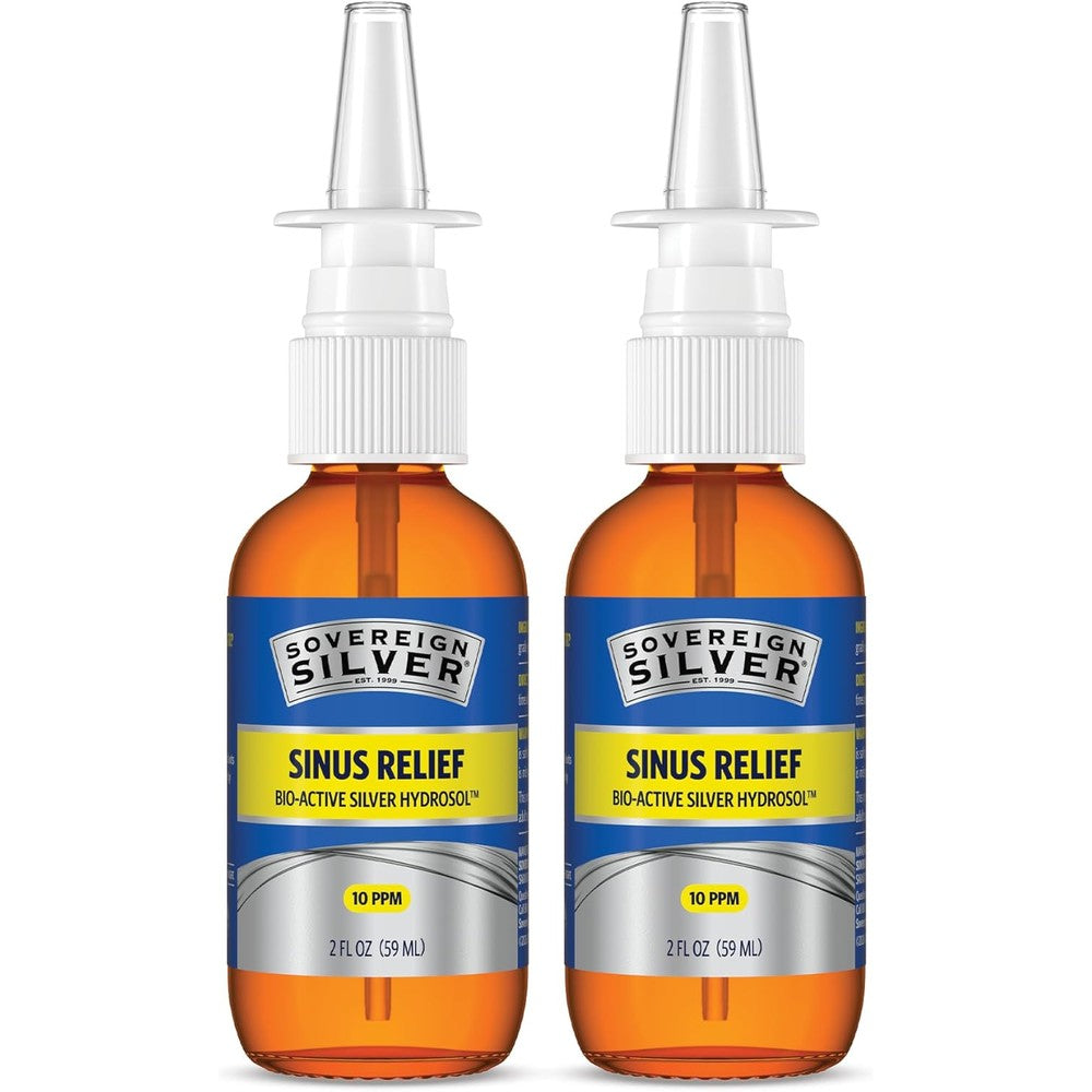 Sovereign Silver Bio Active Colloidal Silver Hydrosol Nasal Spray twin pack front view showing packaging for immune support.