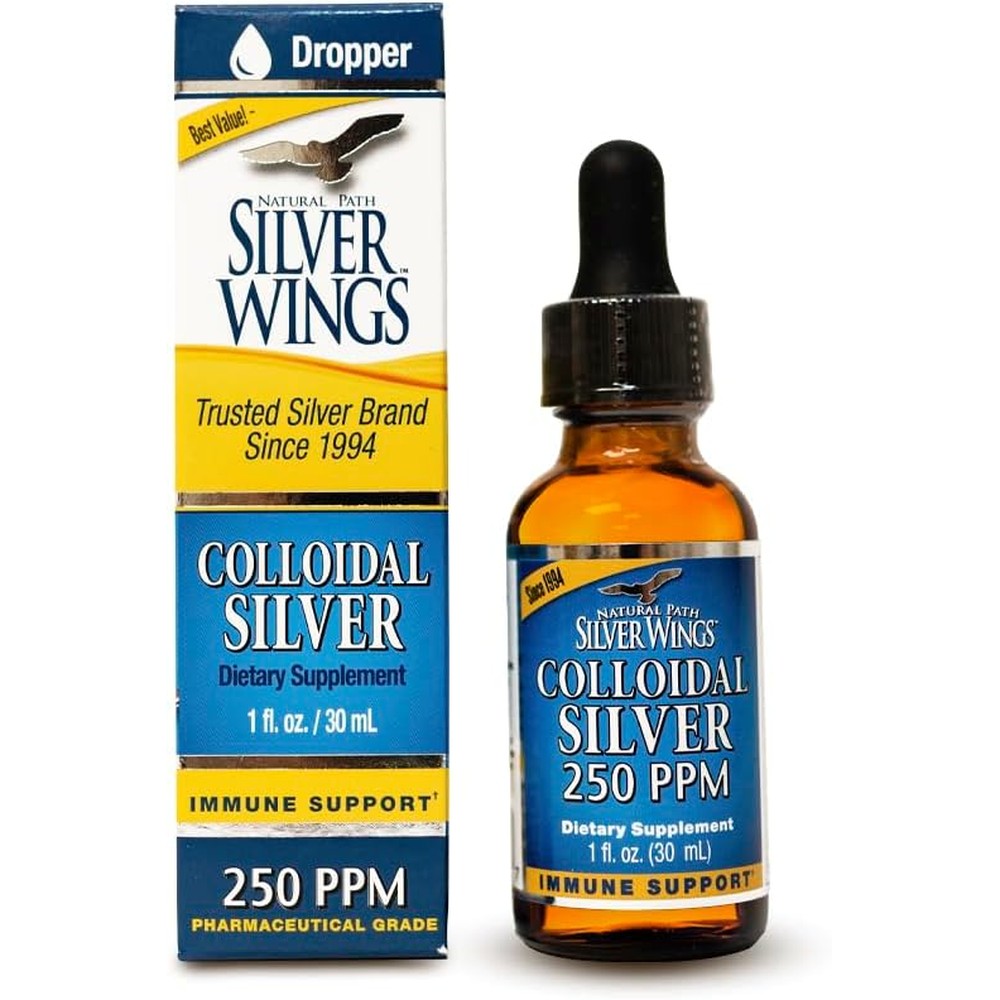 Natural Path Silver Wings Colloidal Silver Liquid front view bottle for immune support