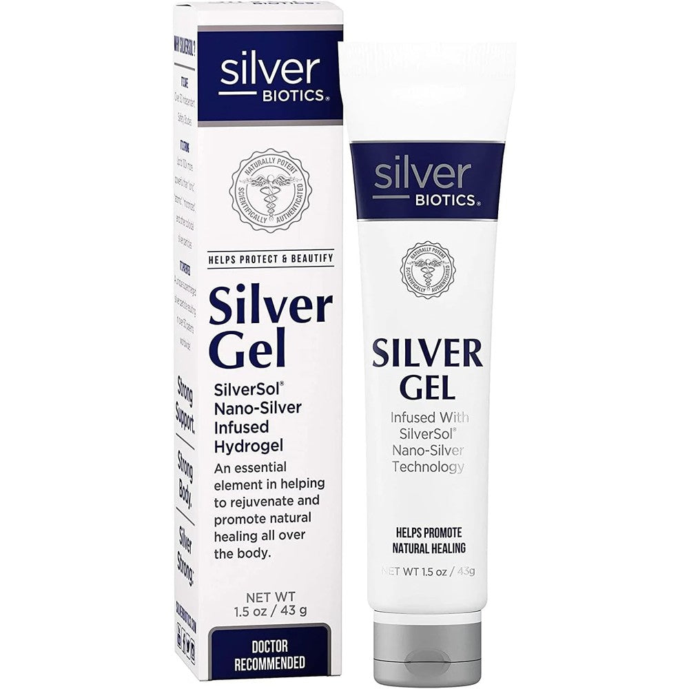 American Biotech Labs Silver Biotics SilverSol 20 PPM Soothing Skin Gel front view tube