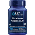 Life Extension Glutathione, Cysteine And Vitamin C front view bottle antioxidant supplement