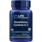 Life Extension Glutathione, Cysteine And Vitamin C front view bottle antioxidant supplement
