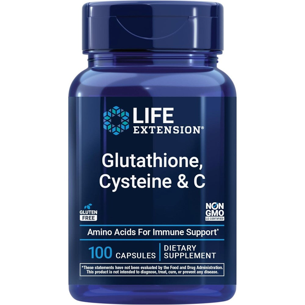 Life Extension Glutathione Cysteine and C front bottle view