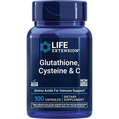 Life Extension Glutathione Cysteine and C front bottle view